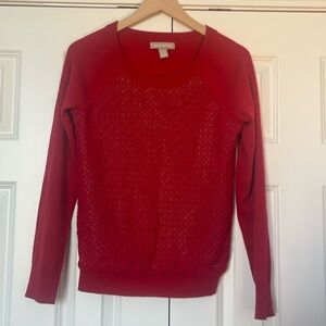 Banana Republic Red Crochet Overlay Sweater